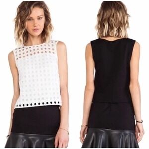 BAILEY 44 Playhouse Eyelet Top White Black Sleeveless Tank Top Size M